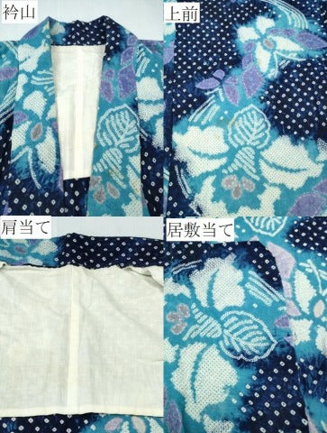 平和屋着物∴夏物　浴衣　有松鳴海絞り　流水桐花舞蝶文　綿　逸品　CABH1491ng
