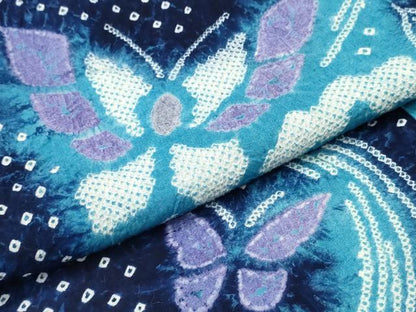 平和屋着物∴夏物　浴衣　有松鳴海絞り　流水桐花舞蝶文　綿　逸品　CABH1491ng
