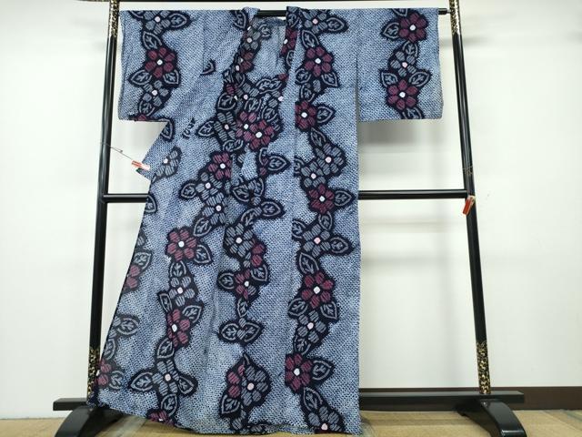 平和屋着物∴夏物　浴衣　有松鳴海絞り　舞花文　綿　逸品　CABH1492ng