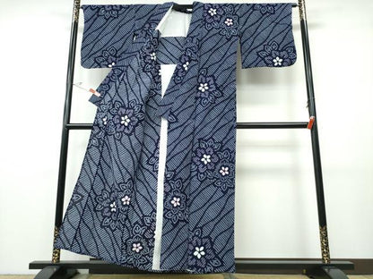 平和屋着物∴夏物　浴衣　有松鳴海絞り　立涌舞花文　綿　逸品　CABH1496ng