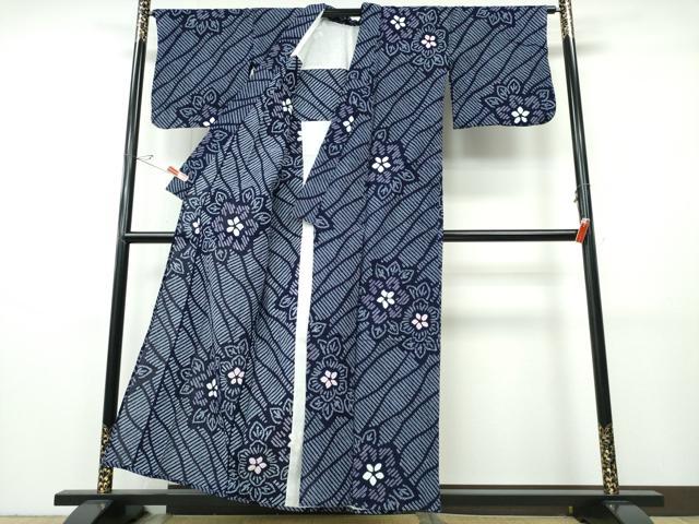平和屋着物∴夏物　浴衣　有松鳴海絞り　立涌舞花文　綿　逸品　CABH1496ng