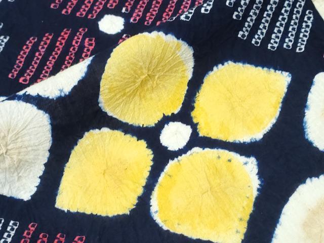 平和屋着物∴夏物　浴衣　有松鳴海絞り　斜線花文　綿　逸品　CABH1497ng