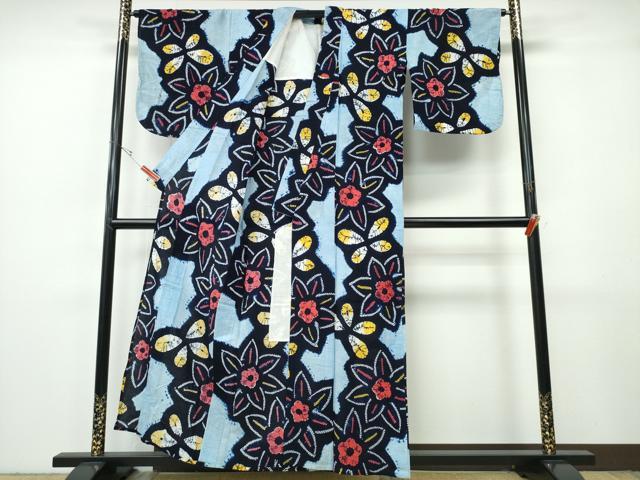 平和屋着物∴夏物　浴衣　有松鳴海絞り　舞蝶花文　綿　逸品　CABH1500ng