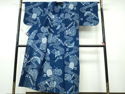 平和屋着物∴夏物　浴衣　有松鳴海絞り　簪　櫛　団扇流水文　綿　逸品　CABH1501ng
