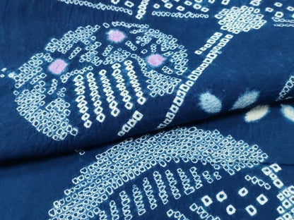 平和屋着物∴夏物　浴衣　有松鳴海絞り　簪　櫛　団扇流水文　綿　逸品　CABH1501ng