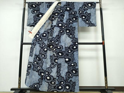 平和屋着物∴夏物　浴衣　有松鳴海絞り　舞菊文　綿　逸品　CABH1503ng