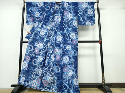 平和屋着物∴夏物　浴衣　有松鳴海絞り　草花文　綿　逸品　CABH1506ng