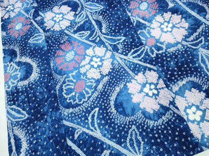 平和屋着物∴夏物　浴衣　有松鳴海絞り　草花文　綿　逸品　CABH1506ng
