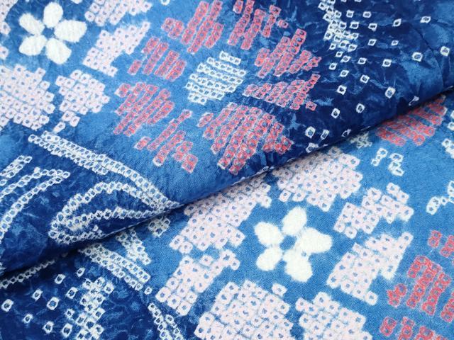 平和屋着物∴夏物　浴衣　有松鳴海絞り　草花文　綿　逸品　CABH1506ng