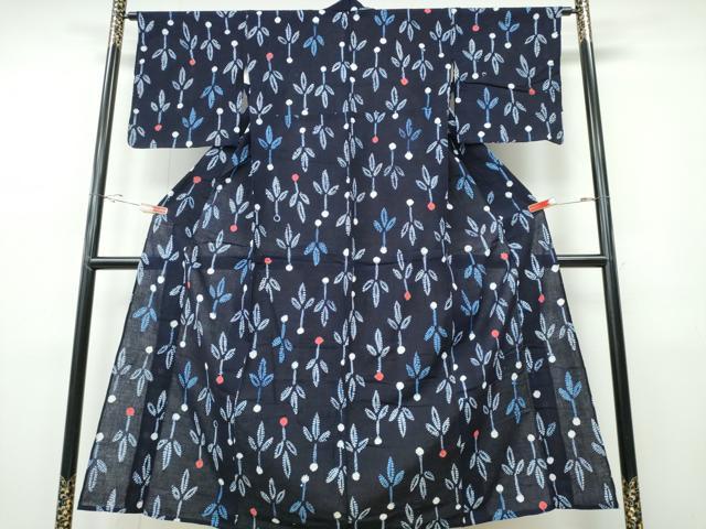 平和屋着物∴夏物　浴衣　有松鳴海絞り　舞葉文　綿　逸品　CABH1508ng