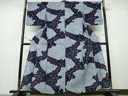 平和屋着物∴夏物　浴衣　有松鳴海絞り　枝花文　綿　逸品　CABH1510ng