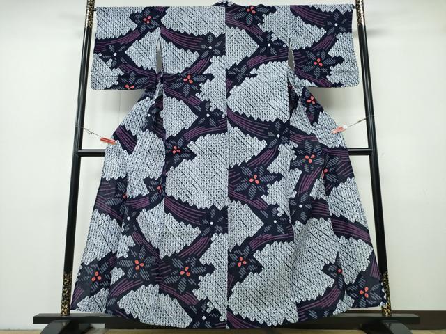 平和屋着物∴夏物　浴衣　有松鳴海絞り　枝花文　綿　逸品　CABH1510ng