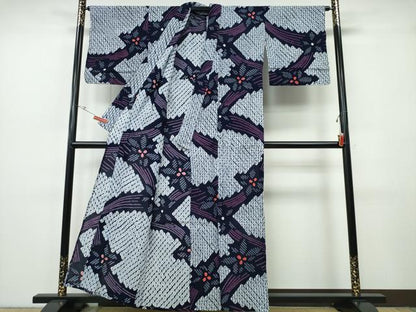 平和屋着物∴夏物　浴衣　有松鳴海絞り　枝花文　綿　逸品　CABH1510ng