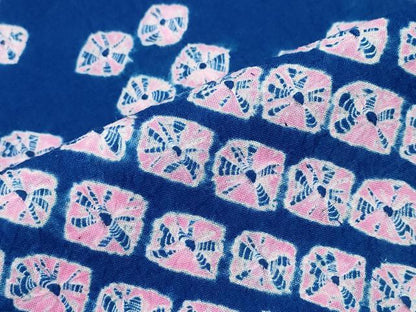 平和屋着物∴夏物　浴衣　有松鳴海絞り　蜘蛛絞り　斜線花文　綿　逸品　CABH1511ng