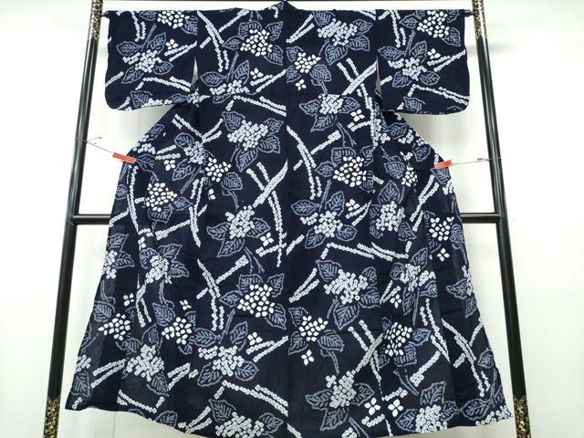 平和屋着物∴夏物　浴衣　有松鳴海絞り　紫陽花籬文　綿　逸品　CABH1512ng