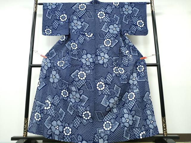 平和屋着物∴夏物　浴衣　有松鳴海絞り　吉祥花文　綿　逸品　CABH1514ng