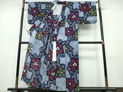 平和屋着物∴夏物　浴衣　有松鳴海絞り　枝花文　綿　逸品　CABH1515ng