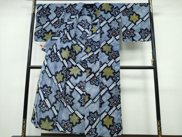 平和屋着物∴夏物 浴衣 有松鳴海絞り 枝葉文 綿 逸品 CABH1521ng