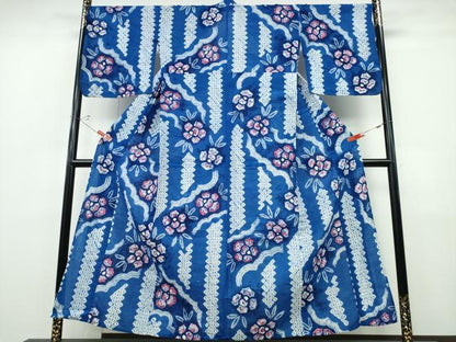 平和屋着物∴夏物 浴衣 有松鳴海絞り 枝花吉祥文 綿 逸品 CABH1522ng