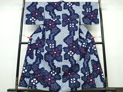 平和屋着物∴夏物 浴衣 有松鳴海絞り 枝花文 綿 逸品 CABH1524ng