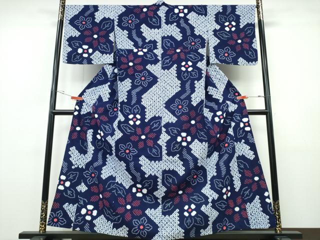 平和屋着物∴夏物 浴衣 有松鳴海絞り 枝花文 綿 逸品 CABH1524ng