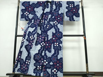 平和屋着物∴夏物 浴衣 有松鳴海絞り 枝花文 綿 逸品 CABH1524ng