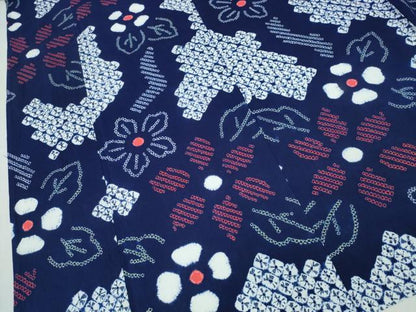平和屋着物∴夏物 浴衣 有松鳴海絞り 枝花文 綿 逸品 CABH1524ng
