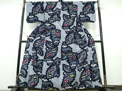 平和屋着物∴夏物 浴衣 有松鳴海絞り 番傘扇笹文 綿 逸品 CABH1525ng