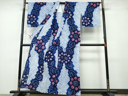 平和屋着物∴夏物 浴衣 有松鳴海絞り 舞花文 綿 逸品 CABH1526ng