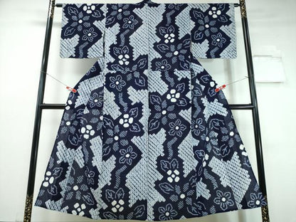 平和屋着物∴夏物 浴衣 有松鳴海絞り 枝花文 綿 逸品 CABH1530ng