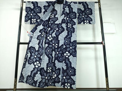 平和屋着物∴夏物 浴衣 有松鳴海絞り 枝花文 綿 逸品 CABH1530ng