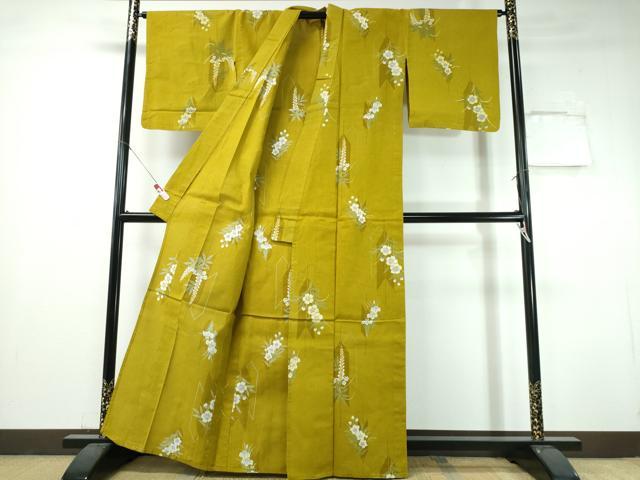 平和屋着物∴夏物 浴衣 綿紅梅 舞花文 綿 逸品 CABH1539ng
