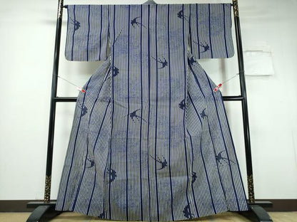 平和屋着物∴夏物 浴衣 燕 縞 綿 逸品 CABH1540ng
