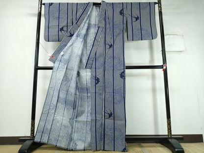 平和屋着物∴夏物 浴衣 燕 縞 綿 逸品 CABH1540ng