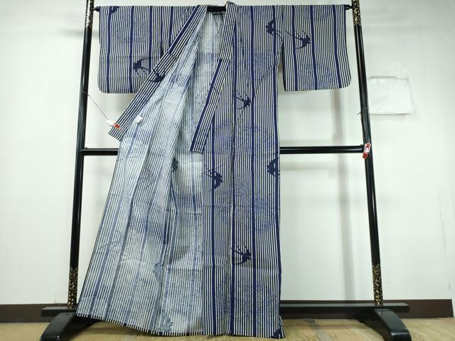 平和屋着物∴夏物 浴衣 燕 縞 綿 逸品 CABH1540ng