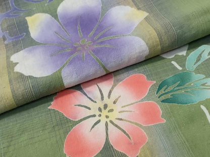 平和屋着物∴夏物 浴衣 注染 舞花文 日本製 綿 逸品 CABH1541ng