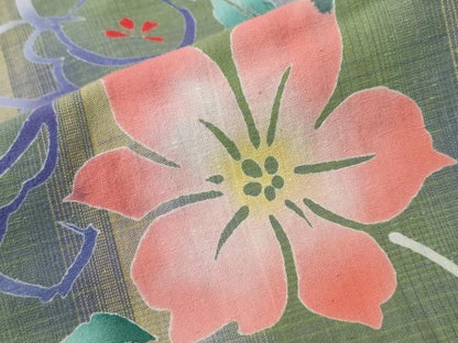 平和屋着物∴夏物 浴衣 注染 舞花文 日本製 綿 逸品 CABH1541ng