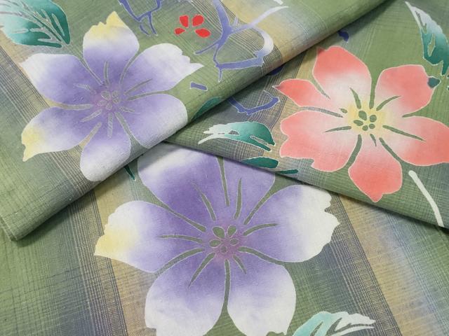 平和屋着物∴夏物 浴衣 注染 舞花文 日本製 綿 逸品 CABH1541ng