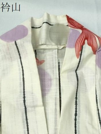 平和屋着物∴夏物 浴衣 水玉 金魚 間道 綿 逸品 CABH1543ng