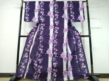 平和屋着物∴夏物　浴衣　綿紅梅　舞桜　ラメ　綿　逸品　CABH1546ng