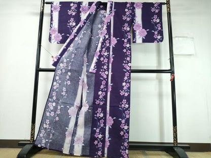 平和屋着物∴夏物　浴衣　綿紅梅　舞桜　ラメ　綿　逸品　CABH1546ng