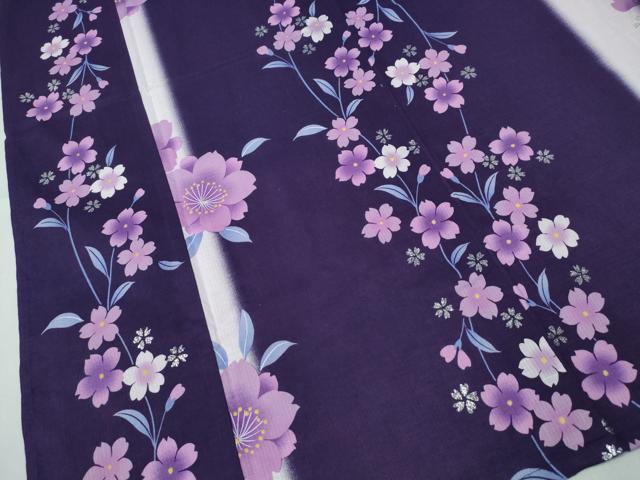 平和屋着物∴夏物　浴衣　綿紅梅　舞桜　ラメ　綿　逸品　CABH1546ng