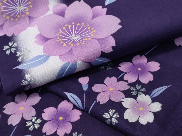 平和屋着物∴夏物　浴衣　綿紅梅　舞桜　ラメ　綿　逸品　CABH1546ng