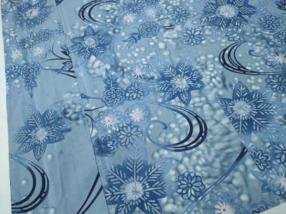平和屋着物∴夏物　浴衣　注染　手縫い　花唐草文　日本製　綿　逸品　CABH1547ng