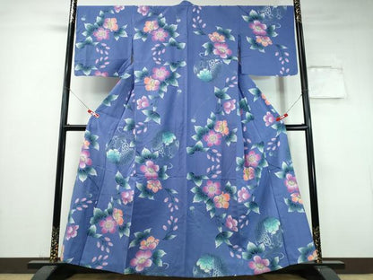 平和屋着物∴夏物　浴衣　注染　舞花文　綿　逸品　CABH1548ng