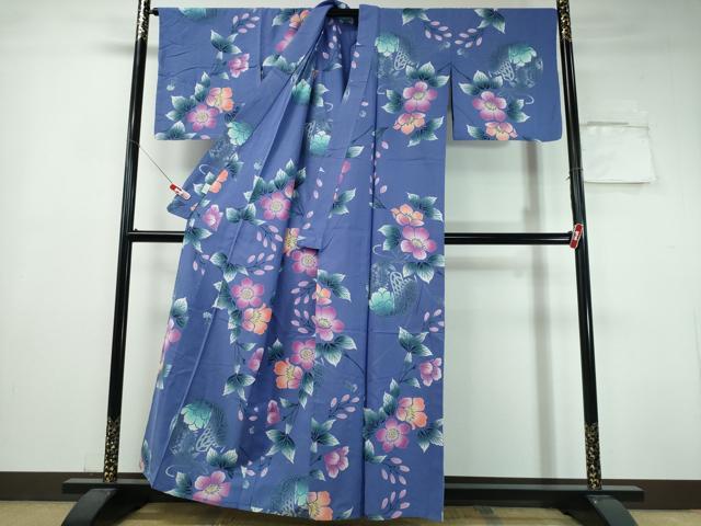 平和屋着物∴夏物　浴衣　注染　舞花文　綿　逸品　CABH1548ng