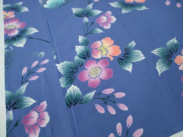 平和屋着物∴夏物　浴衣　注染　舞花文　綿　逸品　CABH1548ng