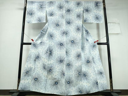 平和屋着物∴夏物　浴衣　注染　手縫い　舞花文　日本製　綿　逸品　CABH1550ng