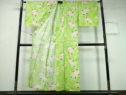 平和屋着物∴夏物　浴衣　綿紅梅　紫陽花　綿　逸品　CABH1555ng