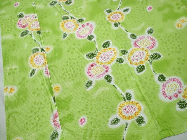 平和屋着物∴夏物　浴衣　綿紅梅　紫陽花　綿　逸品　CABH1555ng